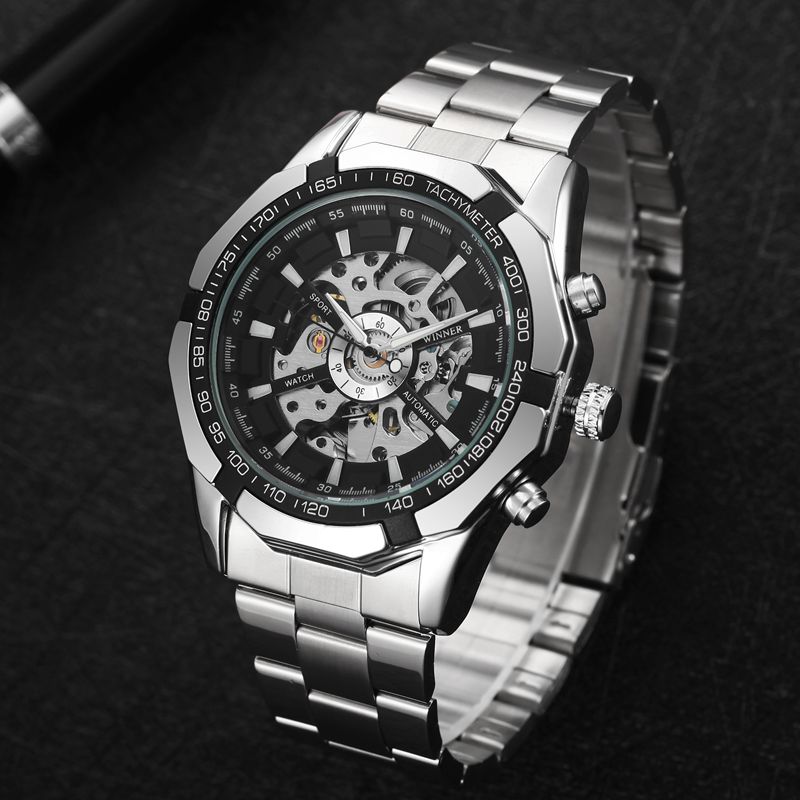 Winner Full Stainless Steel Auto Mechanical Watch For Men 1326746863 1