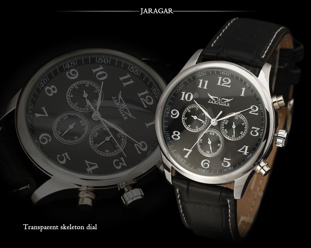 JARAGAR Automatic Mechanical Self-Wind Thin Case Watch 1376242991 1