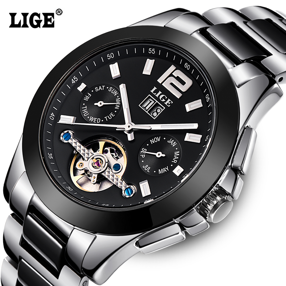 LIGE Brand Luxury Ceramic Automatic Watch for Men