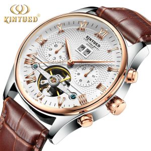 Kinyued Skeleton Tourbillon Mechanical Automatic Men Watch