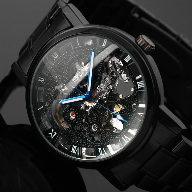 Stainless Steel Automatic Skeleton Mechanical Watch