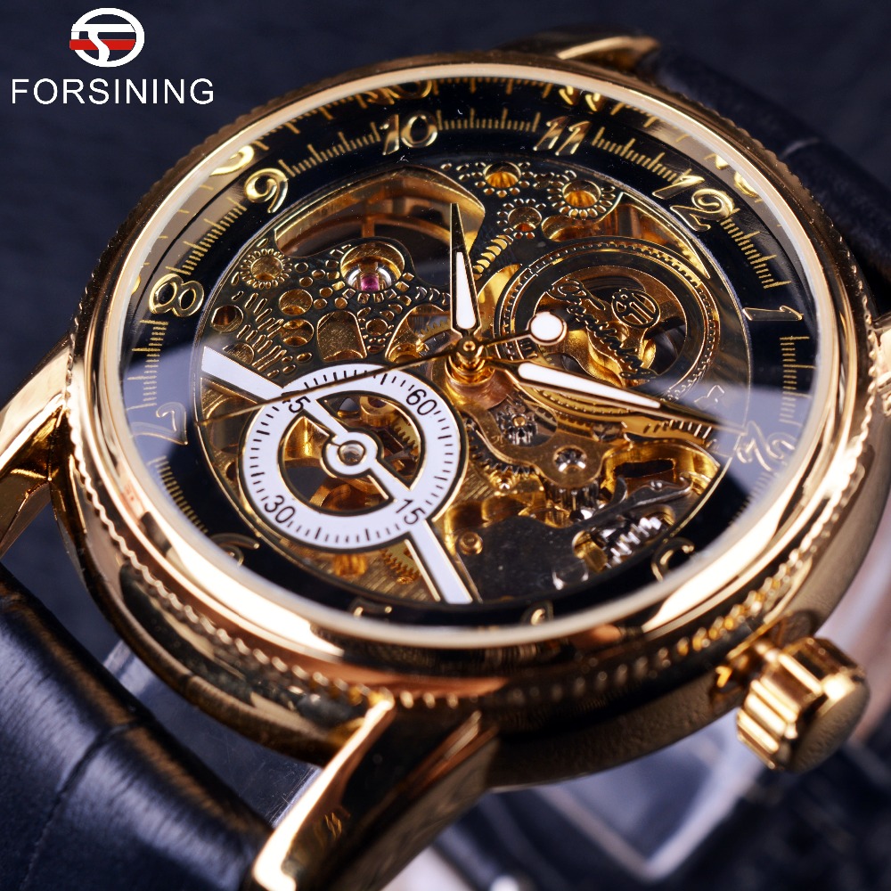 Forsining Hollow Engraving Skeleton Automatic Mechanical Watch