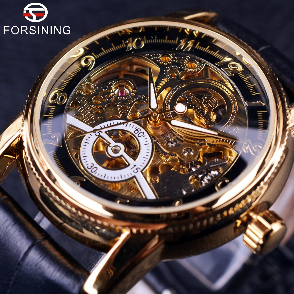 Forsining Hollow Engraving Skeleton Automatic Mechanical Watch - Watch Etc.