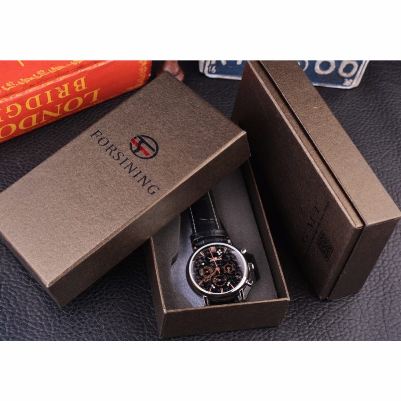 Jaragar Automatic Swirl Three Dial Black Men Watch