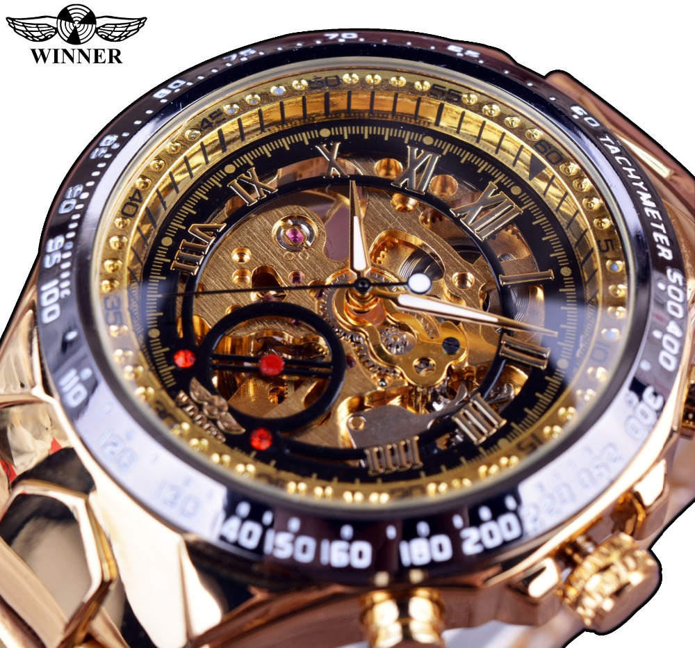 Winner Golden Bezel Automatic Watch 2036929773 1