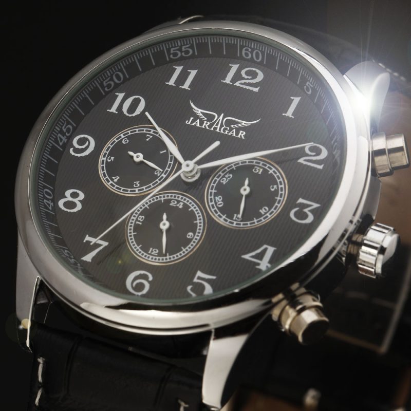 JARAGAR Automatic Mechanical Self-Wind Thin Case Watch
