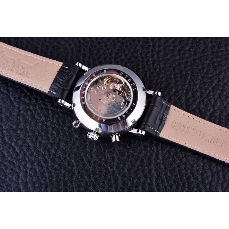 Jaragar Automatic Swirl Three Dial Black Men Watch