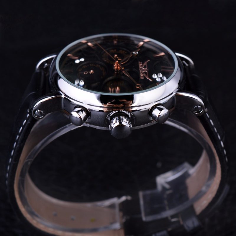 Jaragar Automatic Swirl Three Dial Black Men Watch