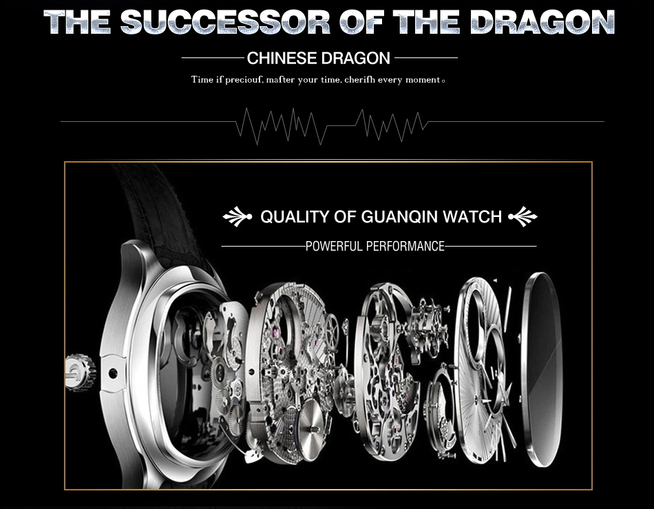 GUANQIN Men Gold Dragon Sculpture Quartz Watch 1682807166 1