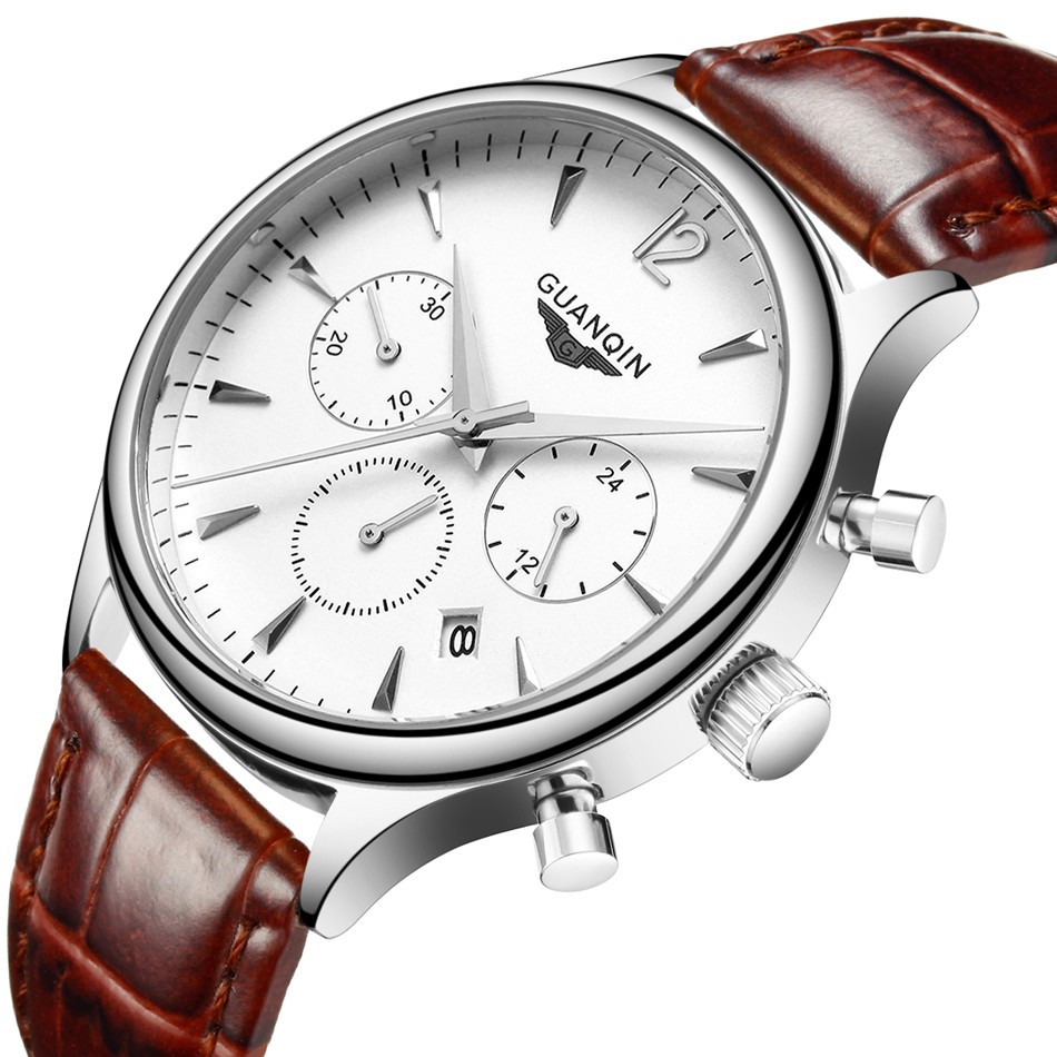 GUANQIN Men's Chronograph Leather Strap Quartz Watch 174460944 1