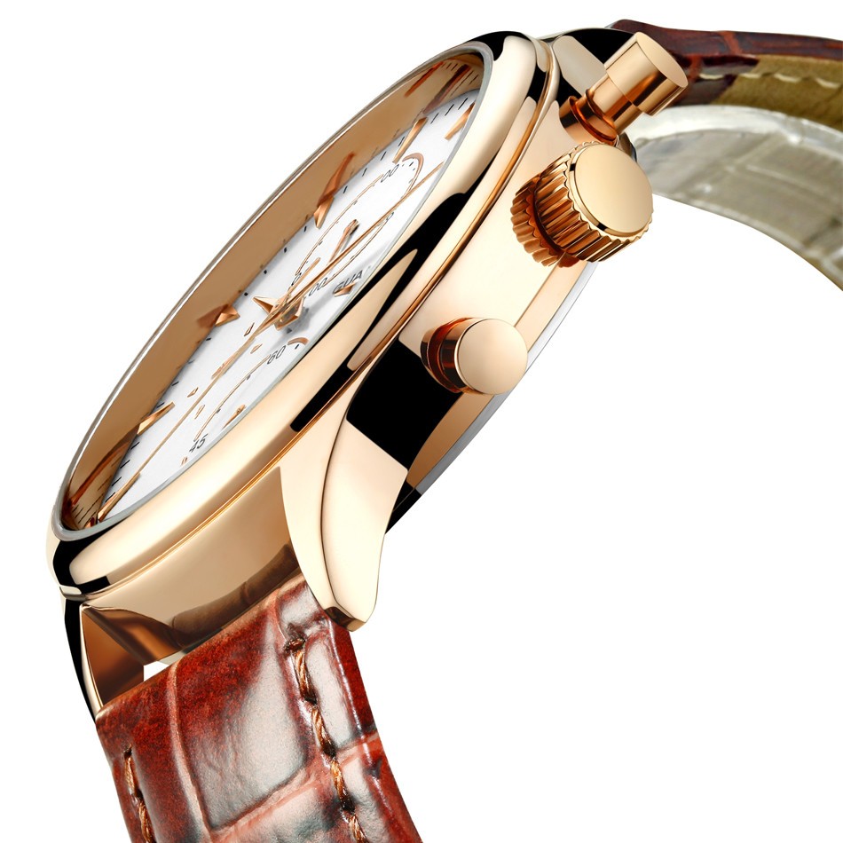 GUANQIN Men's Chronograph Leather Strap Quartz Watch 1829648696 1
