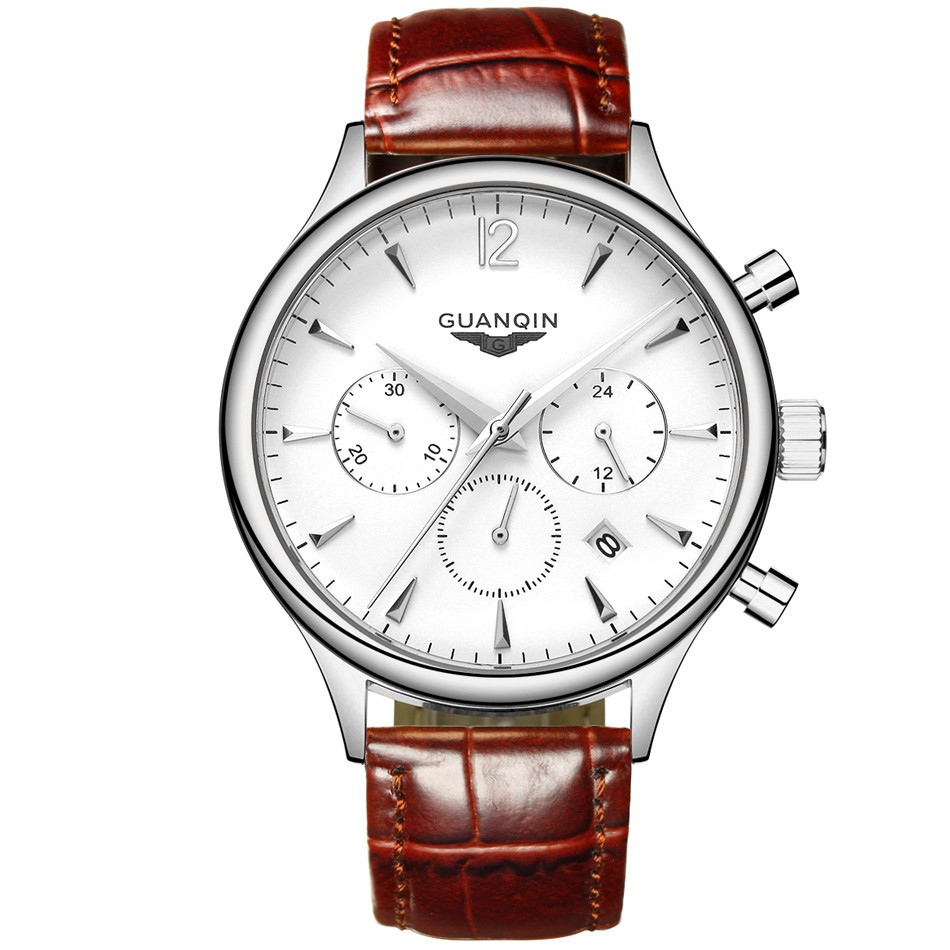 GUANQIN Men's Chronograph Leather Strap Quartz Watch 284912180 1