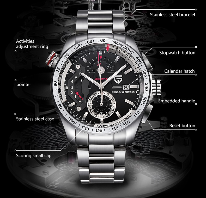 Pagani Design Stainless Steel Quartz Sport Watch 1953012802 1